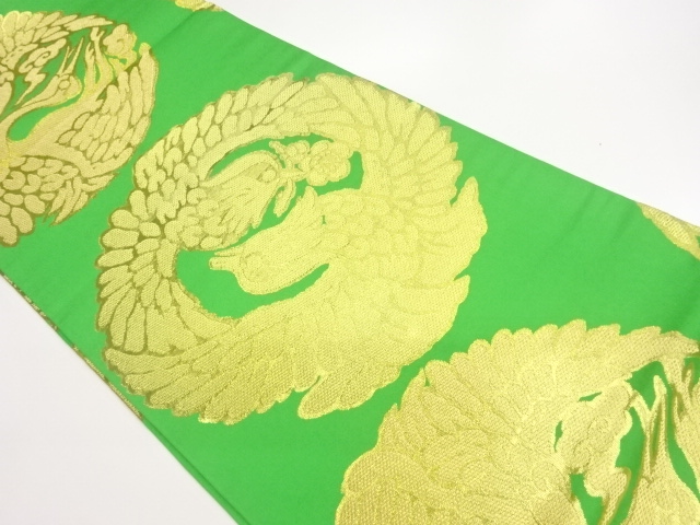 JAPANESE MARU OBI / SILK / WOVEN BIRD